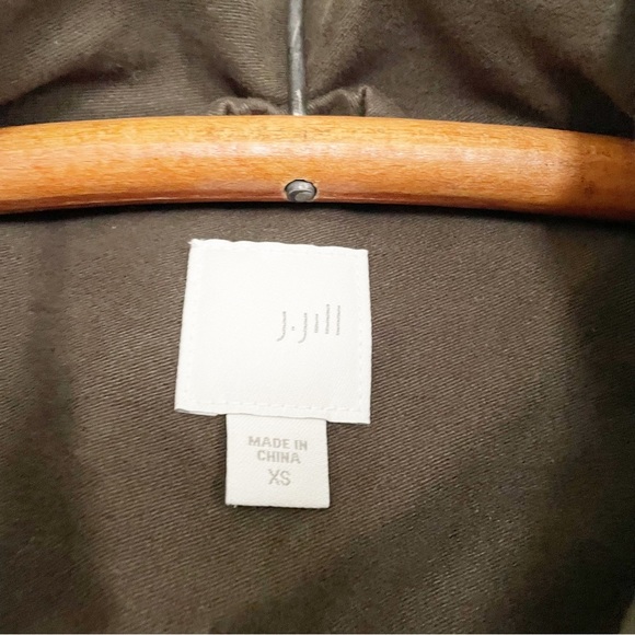 J Jill Olive Green Cotton Utility Military Field Jacket Size XS Zip Up Pockets - Picture 2 of 9